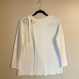 Cream Shaker Knit Crewneck Sweater with Tie Back Size S